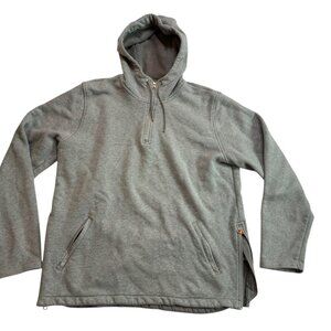 LEVIS Commuter Gray Hoodie Sweatshirt 100% COTTON.  Long.  1/2 Zip.  Hooded XL